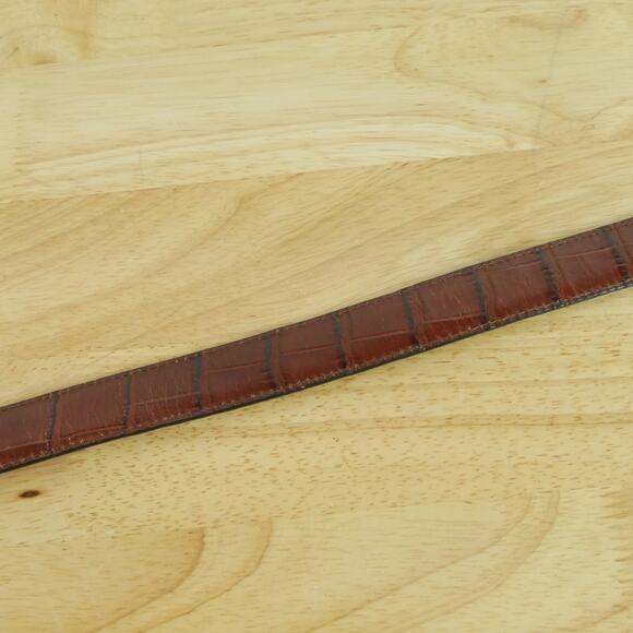 Leather Western Belt M L 32" Brown Black Leather Reversible 90s Croc Embossed - Picture 6 of 13